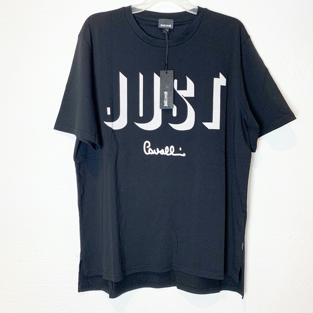 Just Cavalli Mens Logo black T-Shirt NWT Size L